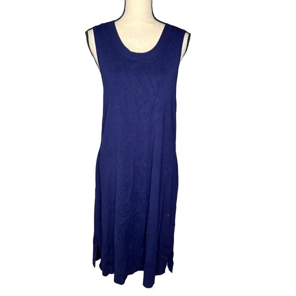 41 Hawthorn Navy Blue Scoop Neck Sleeveless Knit Dress Women's Size Large L - Picture 1 of 7